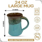 Clay in Motion Handmade Ceramic Mug 24 oz, Large Coffee Mug, Hand Painted Stoneware, Dishwasher Microwave & Oven Safe, Lead-Free, Made in USA Since 1981 (Ocean Tide) - Image 2