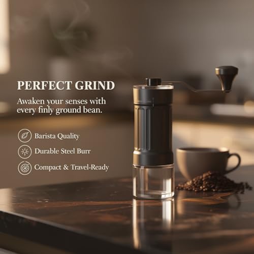 Manual Coffee Grinder with 40 Adjustable Settings, Ceramic Burr Mill, Hand Crank Coffee Bean Grinder, Portable French Press Grinder for Pour Over, Drip, Espresso, Lightweight 13.6 oz / 385 g - Image 2
