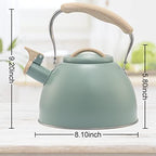 3.2 Quart Whistling Tea Kettle for Stove Top Stainless Steel Tea Pots With Wood Pattern Anti-slip Handle, Green… - Image 6