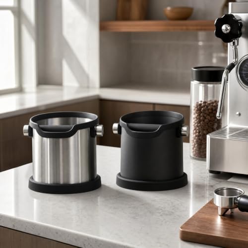 Espresso Coffee Knock Box, Large Stainless Steel Coffee Knock Box with Cleaning Brush for Home Coffee Bar, Non-Slip Base Easy Clean Removable Knock Bar (Black) - Image 7