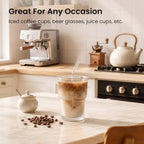 INSETLAN Iced Coffee Cups with Lids and Straws, 13 oz Glass Tumbler - Image 2