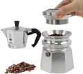 2-3 Cup Moka Pot Tamper, 304 SS Dosing Funnel & Distributor, Silver by ZUWIT