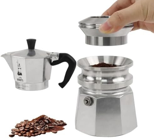 2-3 Cup Moka Pot Tamper, 304 SS Dosing Funnel & Distributor, Silver by ZUWIT