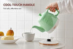 Toptier Electric Ceramic Tea Kettle, Boil Water Quickly and Easily, Detachable Swivel Base & Boil Dry Protection, Carefree Auto Shut Off, 1 L, Green Leaf - Image 3