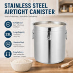 8.72Gal Stainless Steel Canister w/ Lid Flour Storage Container (33L) - Image 2
