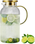 Buaic Glass Pitcher with Lid, 68 oz/ 2L Clear Glass Water Pitcher by Buaic