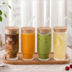 Hobnail Glass Cups with Lids and Straws Drinking Glasses Set of 8 - Image 2