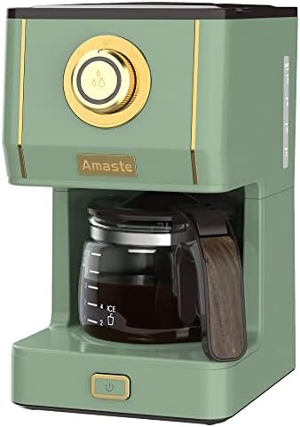 Amaste Drip Coffee Maker, Coffee Machine with 25 Oz Glass Coffee Pot, Retro Style Coffee Maker with Reusable Filter & Three Brewing Modes, Warming Plate, Matcha Green by Amaste