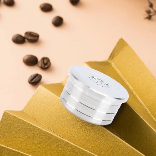 Reusable Coffee Capsule, Silver Stainless Steel Coffee Capsule Filter Kit Espresso Machine Accessories and Tools for Coffee Machine (with Paper Filters Brush Spoon Press Hammer) - Image 4