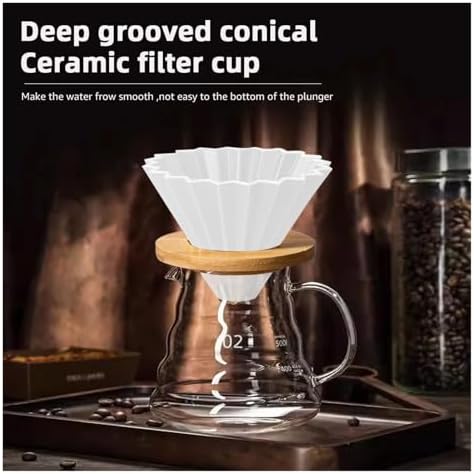 For 1-2 Cups Hand Brew And Machine Coffeeware,Coffee Filter Cup Holder Reusable Ceramics Cone Dripper Funnel Coffee Maker(Equipped with motor handle) - Image 3