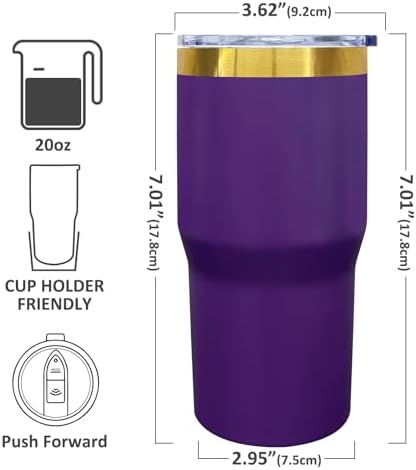 20 oz Tumbler Bulk Stainless Steel Tumblers with Lids and Straws Purple - Image 2