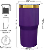 20 oz Tumbler Bulk Stainless Steel Tumblers with Lids and Straws Purple - Image 2