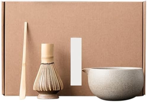 Matcha Tea Set with Whisk Bowl Spoon Holder, Japanese Traditional Manual Kit Style1 by Wedhapy