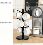 Bamboo Coffee Mug Tree with 6 Hooks,Black Coffee Cup Holder - Image 2