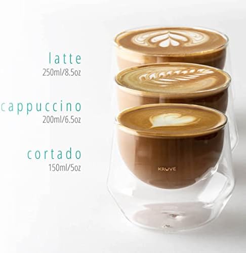 KRUVE IMAGINE Coffee Cups - Handcrafted Double-Wall Glass Cups (Set of 2, 6.5oz/200ml) - Perfect for Latte Art & Espresso - Durable Borosilicate Glass - Ideal Gift for Coffee Mugs Lovers - Cappuccino - Image 7