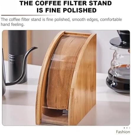 Bamboo Coffee Filter Paper Storage Box,Holder Stand Dispenser,Accessories(15.2x14.1 cm) - Image 3