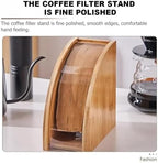Bamboo Coffee Filter Paper Storage Box,Holder Stand Dispenser,Accessories(15.2x14.1 cm) - Image 3
