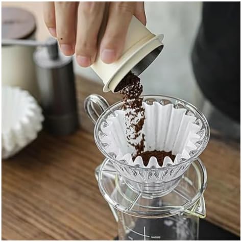 Coffee Filters Paper Drip Type Hand Brew Coffee Wood Pulp Filter Drip Paper Ripple Type Origami Cake Bowl Filter Cup 100PCS(Medium white) - Image 6