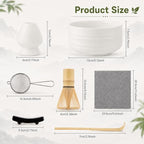 7PCS Matcha Set, Matcha Making Kit Includes Matcha Whisk and Bowl, Tea Lid, Scoop, Strainer and Match Whisk Holder, Tea Towel, Matcha Whisk Set for Matcha Lovers (Matte White Finish) - Image 2