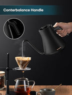 INTASTING Electric Kettles, Gooseneck Electric Kettle, ±1℉ Temperature Control, Stainless Steel Inner, Quick Heating, for Pour Over Coffee, Brew Tea, Boil Hot Water, 0.9L (Artisan) - Image 5