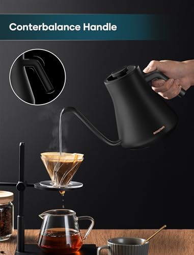 INTASTING Electric Kettles, Gooseneck Electric Kettle, ±1℉ Temperature Control, Stainless Steel Inner, Quick Heating, for Pour Over Coffee, Brew Tea, Boil Hot Water, 0.9L (Artisan) - Image 5