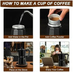 Stovetop Moka Pot Aluminum Espresso Maker with Cool-Touch Handle Home Use - Image 5