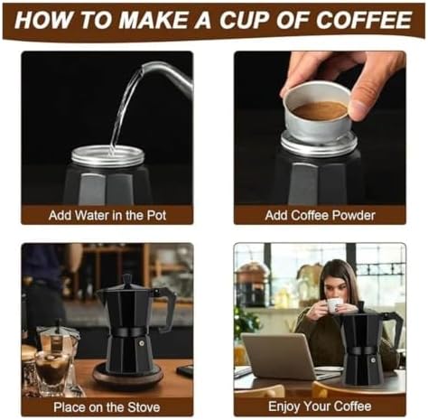 Stovetop Moka Pot Aluminum Espresso Maker with Cool-Touch Handle Home Use - Image 5