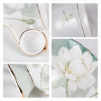 KAMMAK Tea Cups Set of 2,Ceramic Floral Pattern Demitasse Cup - Image 4