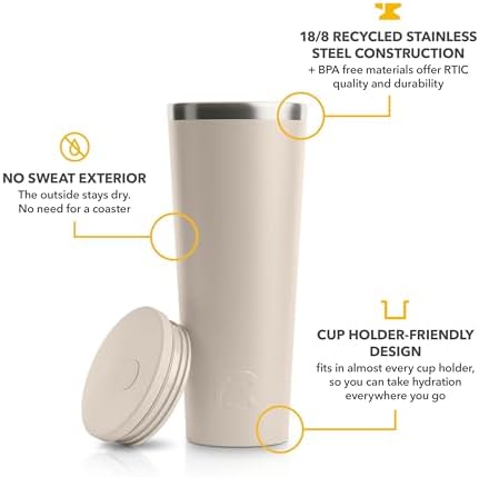 RTIC 28oz Everyday Tumbler, Insulated, Ceramic Lined, Beach - Image 3