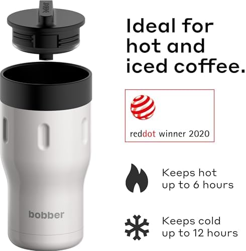 BOBBER 12 oz Insulated Tumbler with 360 Lid – 100% Leak-Proof, Stainless Steel Coffee Cup with Screw On Lid, BPA-Free, Dishwasher Safe – Coffee Travel Mug, Fits Car Cup Holder (Grey) - Image 2