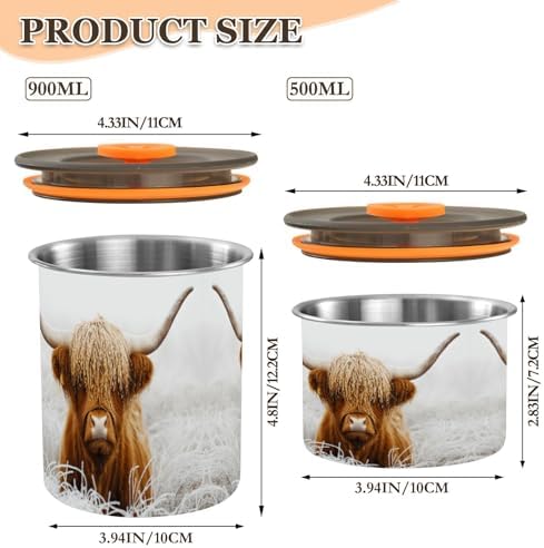 Stainless Steel Coffee Storage Containers with Airtight Lid, Winter Highland Cow 30oz Food Storage Container Kitchen Canister for Tea, Coffee Beans, Ground, Sugar Storage - Image 2
