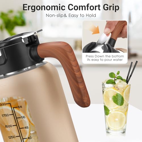 84oz Borosilicate Glass Pitcher, Leak-Proof Lid & Handle BPA Free, Fridge - Image 3
