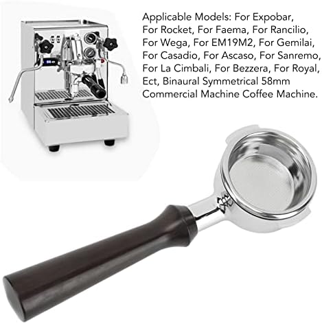 58mm Bottomless Coffee Portafilter, Single Layer Aluminum Alloy Portafilter Handle, Wooden Handle for Expobar Rocket Faema Wega EM19M2 Gemilai Casadio Ascaso Sanremo La Cimbali (F Sandalwood) - Image 6