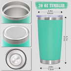20oz Tumbler Insulated Coffee Tumblers with Lid StainlessSteel LightBlue12P - Image 4