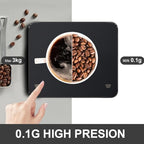 OBEST Mini Coffee Scale with Timer, Portable Kitchen Food Scale with Invisible Screen Rechargeable Digital Coffee Scale Espresso Scale with Timer 3kg/0.1g Precision Scale Classic Black - Image 4