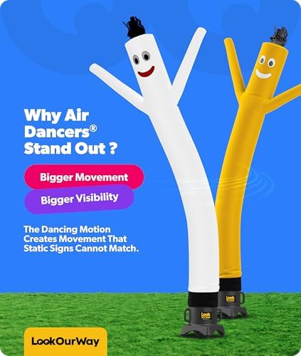 LookOurWay Air Dancers Inflatable Tube Man Attachment - 10 Feet Tall Wacky Waving Inflatable Dancing Tube Guy for Business Promotion - Blower Not Included - White - Image 4