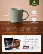 famiware Coffee Mug Set of 8, Star 12 oz Ceramic Mugs Cups Set with Handle - Image 4