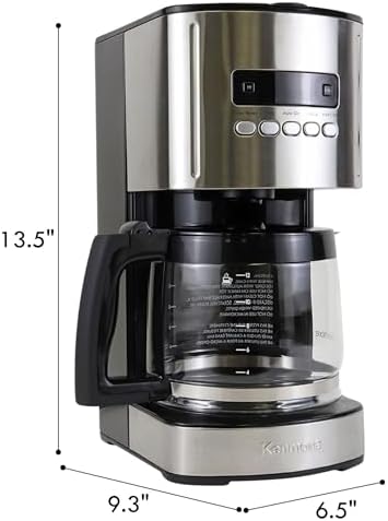 Kenmore Drip Coffee Maker - 12 Cup Programmable Cafe Machine With Glass Pot, Regular & Bold Brew, Auto Shut Off Large Water Reservoir, Reusable Filter, Kitchen Appliances For Cafeteria Barista, Black - Image 4