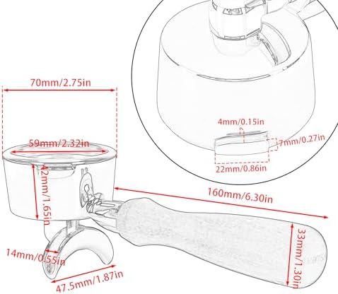 DIBTSA 58mm Portafilter Compatible with Gaggia, Double Spouts 2 Ears, with 304 Stainless Steel Reusable Filter Basket and Wood Handle, Espresso Machine Replacement Parts - Image 2