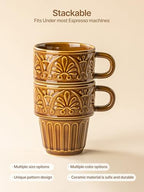 Ceramic Coffee Cups, Coffee Mugs Set of 4, 12 OZ Ceramic Mugs, Stackable Mug, Brown, Microwave & Dishwasher Safe for Hot Drinks Cocoa Latte, Perfect for Daily Use Gathering & All Holiday Gifts - Image 6