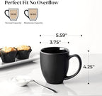 DOWAN Coffee Mugs, Black Coffee Mugs Set of 6, 16 oz Ceramic Coffee Cups with Large Handles for Men Women, Porcelain Big Mug for Tea Latte, Mug Gifts for Home Office Party - Image 2
