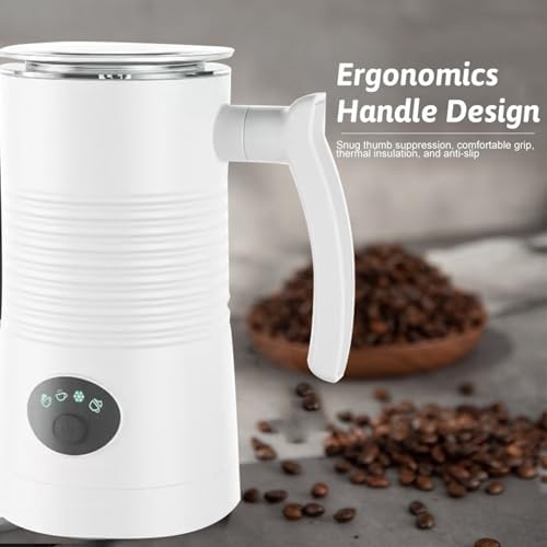 Electric Milk Frother Automatic Warm Cold Foam Maker Large Capacity Low Noise Dishwasher Safe Easy to Clean Coffee Hot Chocolate Maker Machine White White US Plug - Image 3