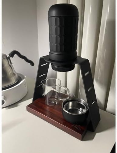 pouring Over Coffee Station Coffee Dripper Stand Carbon Steel and Wooden Base - Image 2