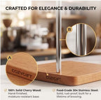 Pour Over Coffee Maker Stand with Solid Cherry Base, Stainless Steel Adjustable Dripper Holder, Wooden Brewing Station, Cone Brewer Rack, Barista Accessories & Kitchen Coffee Décor - Image 6