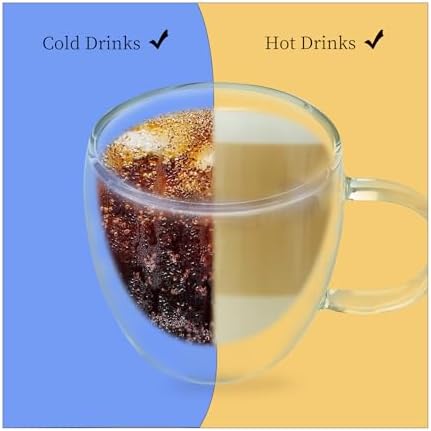 Double Wall Glass Coffee Mug with Handle, Insulated and Scald Resistant Glass for Cappuccino, Latte, Milk, Juice and Tea Bags, 1 Pack of 4 (4) - Image 7