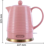 1.2L Ceramic Electric Kettle, 1000W Electric Tea Kettle with Textured Ribbed Design, Auto Shut-Off & Boil-Dry Protection, 360° Cordless Base, Bright Pink - Image 3