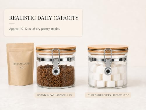KKC HOME ACCENTS 2-Pack 16oz Glass Canisters with Airtight Bamboo Lids - Image 4
