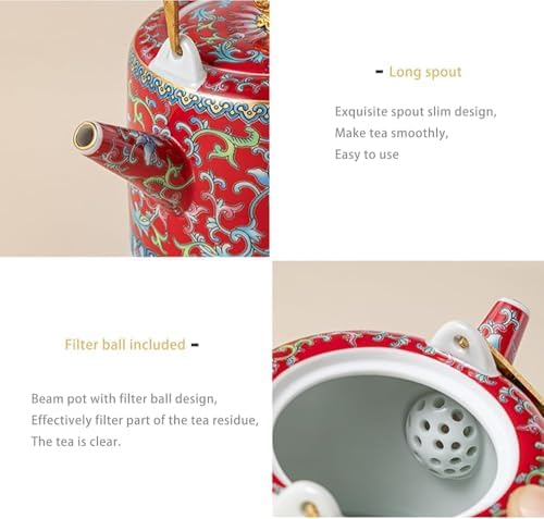 Chinese Tea Gift Set Service Porcelain Wedding Tea Set, Kungfu Tea Set, Enamel Color Change Household Wedding Gift to The end 1 Tea Pot 6 Cups 1 Gift Box - Image 6