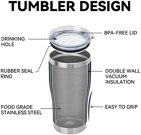 DOMICARE 20oz Tumbler with Lid Stainless Steel Tumblers Bulk, Double Wall Vacuum Insulated Coffee Travel Mug Powder Coated Tumbler, 8 Count (Pack of 1) Navy - Image 4