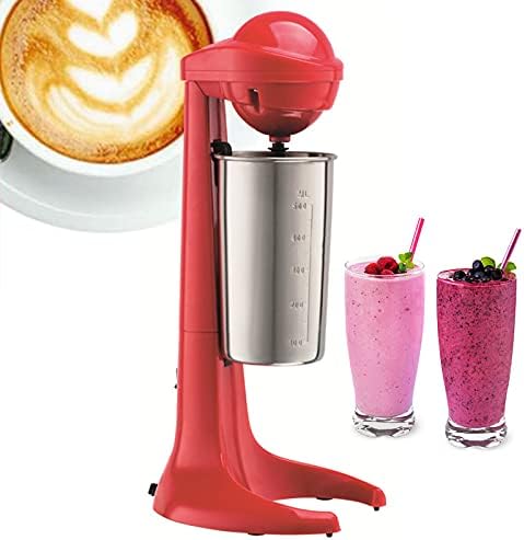 Milkshake Maker Machine, 100W 110V Drink Blender with 500ML Stainless Steel Cup, 2 Speed Setting, 23000Rpm/Min Milk Frother for Malted Milk, Protein Shakes Red by Unknown